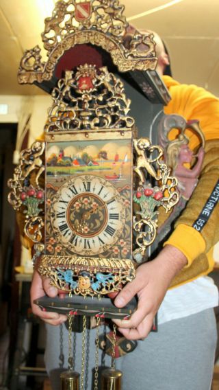 Antique Big Wall Clock Dutch Stultyen Stool Clock STOELKLOK 80 cm heigth XXL 4