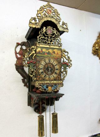 Antique Big Wall Clock Dutch Stultyen Stool Clock STOELKLOK 80 cm heigth XXL 5