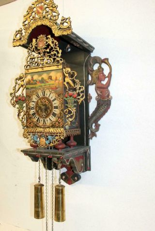 Antique Big Wall Clock Dutch Stultyen Stool Clock STOELKLOK 80 cm heigth XXL 7