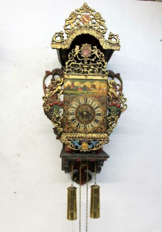 Antique Big Wall Clock Dutch Stultyen Stool Clock STOELKLOK 80 cm heigth XXL 8