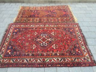 antico - swiss 2 Antique indoGHASHGHAII rugs 4` x 5`9 and 3`1 x 5`5 ft 3