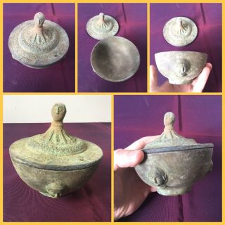Ancient Bronze Bactrian Bowl,  Lid C 300 - 500 Ad