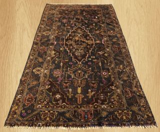 Authentic Hand Knotted Vintage Afghan Zakani Balouch Wool Area Rug 7 X 4 Ft