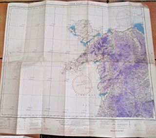 WW11 TWO RAF WAR EDITION AVIATION LINEN BACKED MAPS NORTH & SOUTH WALES 2