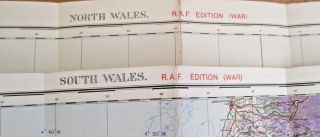 WW11 TWO RAF WAR EDITION AVIATION LINEN BACKED MAPS NORTH & SOUTH WALES 4