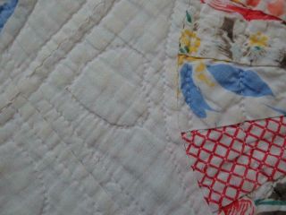 Sweetest Feedsack Prints VINTAGE 30s Pink & White QUILT 80x78 Expert Quilting 9