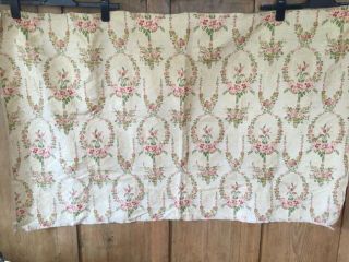 C.  1910 French Silk Brocade Panel - Cream/beige With Festoons With Pink & Green