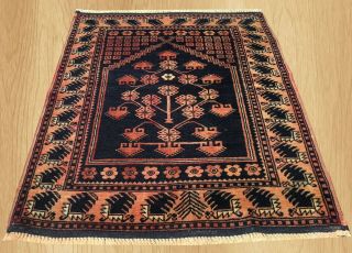 Authentic Hand Knotted Vintage Turkish Wool Area Rug 3 X 3 Ft (1506)