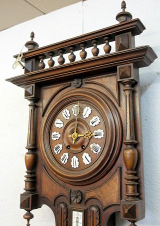 Antique Big Wall Clock French Clock Walnut HENRY II 1880Th century,  Barometer 2