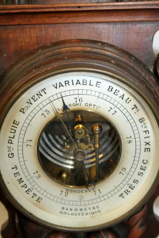 Antique Big Wall Clock French Clock Walnut HENRY II 1880Th century,  Barometer 7