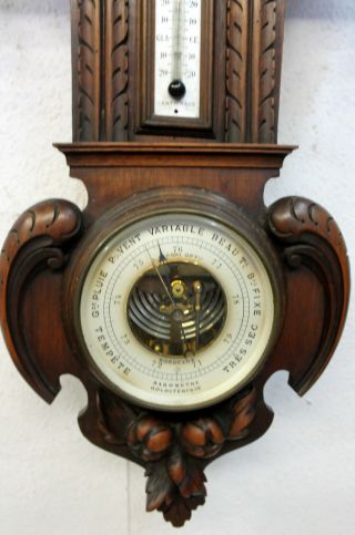 Antique Big Wall Clock French Clock Walnut HENRY II 1880Th century,  Barometer 8