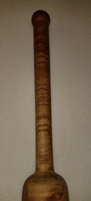 Antique Tiger Curly Figured Maple Wood Turned Treen Ware Pestle Masher 20 