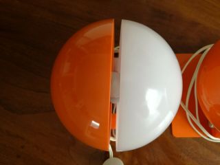 Meblo Guzzini Sirio Table Lamp Two Halves Orange and White Pair 60 ' s / 70 ' s 3