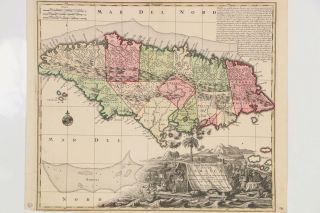 1740 Matthaus Seutter Map Jamaica Large Map Hand Colored