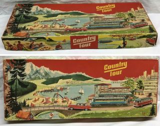 1950s COUNTRY TOUR German Tin Litho Toy COND Wind - Up Cars Technofix 301 2