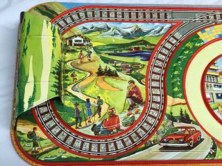 1950s COUNTRY TOUR German Tin Litho Toy COND Wind - Up Cars Technofix 301 8