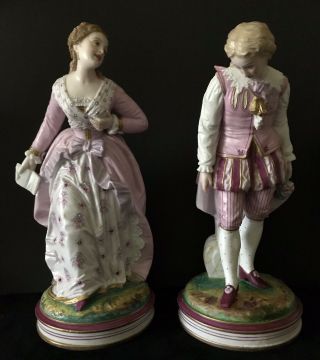 Antique French Vion Et Baury Bisque Figurines Of Lovers