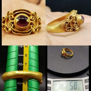 22k karat Gold Ancient Roman Ruby Stone Lovely Ring 5.  8 gram 58 3