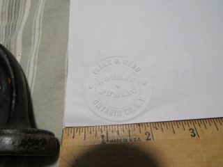 Vintage Cast Iron Notary Stamp,  Mar.  9,  1909,  Ontario Co. ,  NY 2