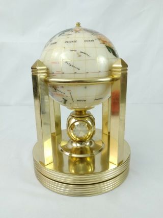 Alexander Kalifano Rotating Clock Smooth Mother Of Pearl Gemstone Globe