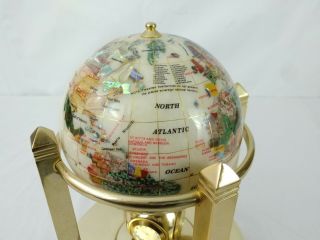 Alexander Kalifano Rotating Clock Smooth Mother of Pearl Gemstone Globe 2
