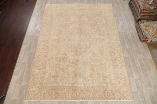 Persian Wool Rug Old Hand - Knotted Distressed Muted Floral Oriental Area Rug 9x12 2