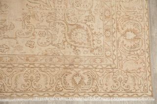 Persian Wool Rug Old Hand - Knotted Distressed Muted Floral Oriental Area Rug 9x12 4
