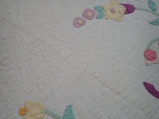 Cottage Perfect VIntage Blue & White Brides Bouquet Applique QUILT 91x76 