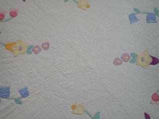 Cottage Perfect VIntage Blue & White Brides Bouquet Applique QUILT 91x76 