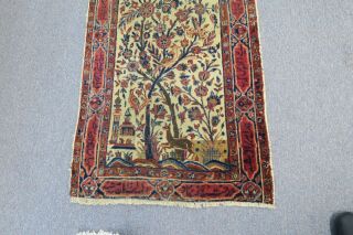 Antique Fine Persian Kashan Hand Knotted Wool Rug 2 ' x 4 ' 6 Tree of Life,  Verse 3