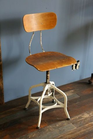 Vintage Toledo Chair Industrial Swivel Seat Adjustable Machinist Drafting Chair