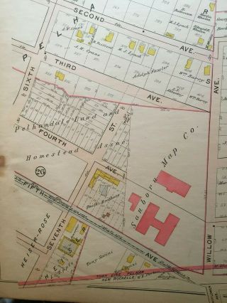 1906 PELHAM WESTCHESTER NY SANBORN MAP CO.  6TH ST - UNION COURSE RD ATLAS MAP 3