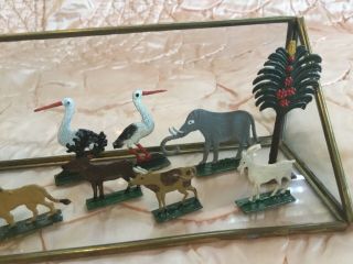 VINTAGE GERMAN LEAD METAL FLATS MINIATURES ADAM AND EVE SCENE RARE ANIMALS 3