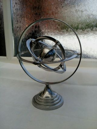 Polished Aluminium Armillary Sphere 15 " Tall X 11.  5 " Kinetic Sculpture