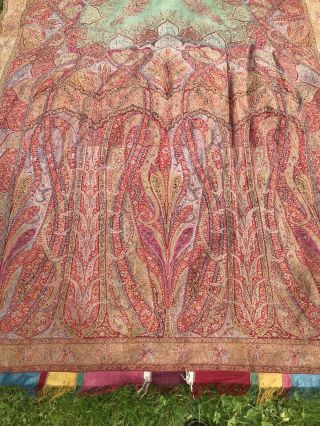 Fabulous Antique Hand Woven Kashmir Paisley Shawl Approx 11ft 10