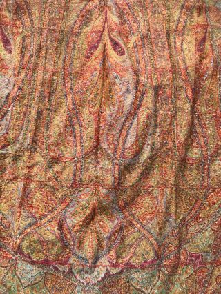Fabulous Antique Hand Woven Kashmir Paisley Shawl Approx 11ft 12