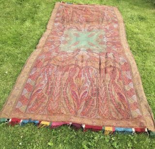 Fabulous Antique Hand Woven Kashmir Paisley Shawl Approx 11ft 2