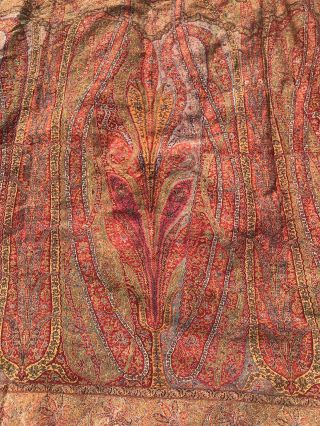 Fabulous Antique Hand Woven Kashmir Paisley Shawl Approx 11ft 5