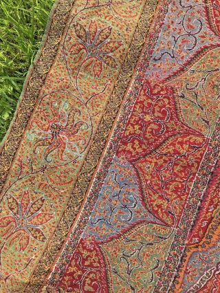 Fabulous Antique Hand Woven Kashmir Paisley Shawl Approx 11ft 6