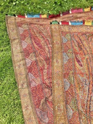 Fabulous Antique Hand Woven Kashmir Paisley Shawl Approx 11ft 8