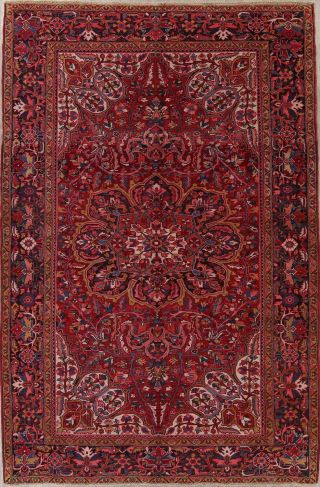 Vintage Geometric Long - Wearing Heriz Persian Oriental Red Wool Area Rug 8 