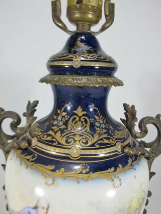 Antique French Sevres bronze & porcelain lamp D10010 2