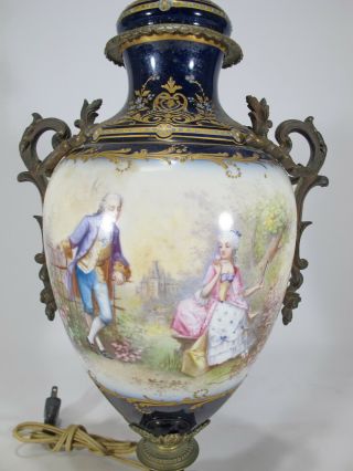 Antique French Sevres bronze & porcelain lamp D10010 3