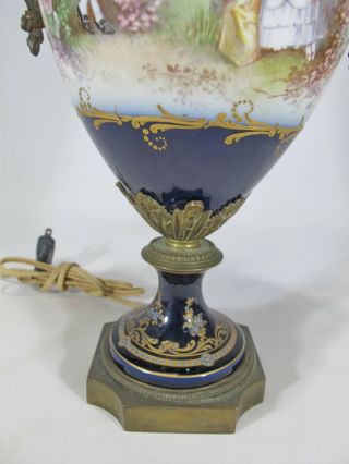 Antique French Sevres bronze & porcelain lamp D10010 4