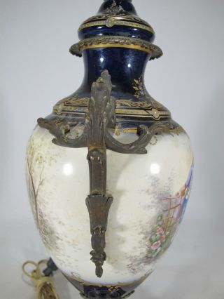 Antique French Sevres bronze & porcelain lamp D10010 6