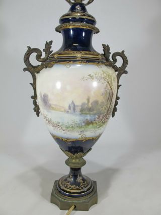 Antique French Sevres bronze & porcelain lamp D10010 7