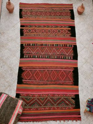 Moroccan handmade Wool Rug Bohimean Vintage Berber pagan Area kilim Rug 5 ' x11 ' 9