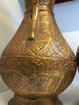 Trio Of Antique Copper Middle Eastern Islamic Dallah / Arabic Coffee Pot / Ewers 6