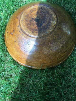 17TH C AMERICAN TURNED AND HEWN BURL BOWL IN OLD SURFACE Very Large 5