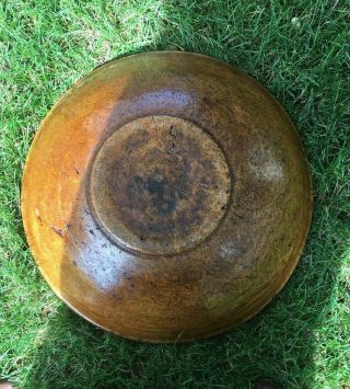 17TH C AMERICAN TURNED AND HEWN BURL BOWL IN OLD SURFACE Very Large 7
